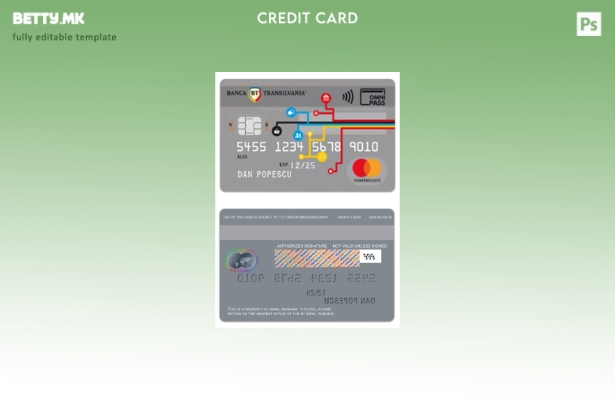 Модерен стил на Романија BT Bank Omnipass шаблон за мастер картички